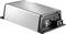 Rectangular electronic device in a silver casing with black ends and multiple ports on one side.