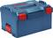 Blue Bosch tool case with a red handle and Bosch logo on the lid, robust design for easy transportation of tools.