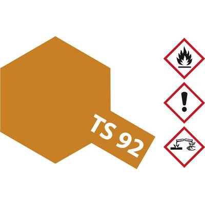 An orange hexagon with the inscription 'TS 92'. Next to it, three hazard symbols: flame, exclamation mark, corrosive liquid.