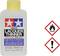 'Thinners 250 ml Bottle. TAMIYA Logo. Warning Symbols: Flame and Exclamation Mark, indicating flammability and caution.'