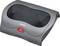 Portable grey foot massager with ventilation grille and red power button. Brand: 'beurer'.