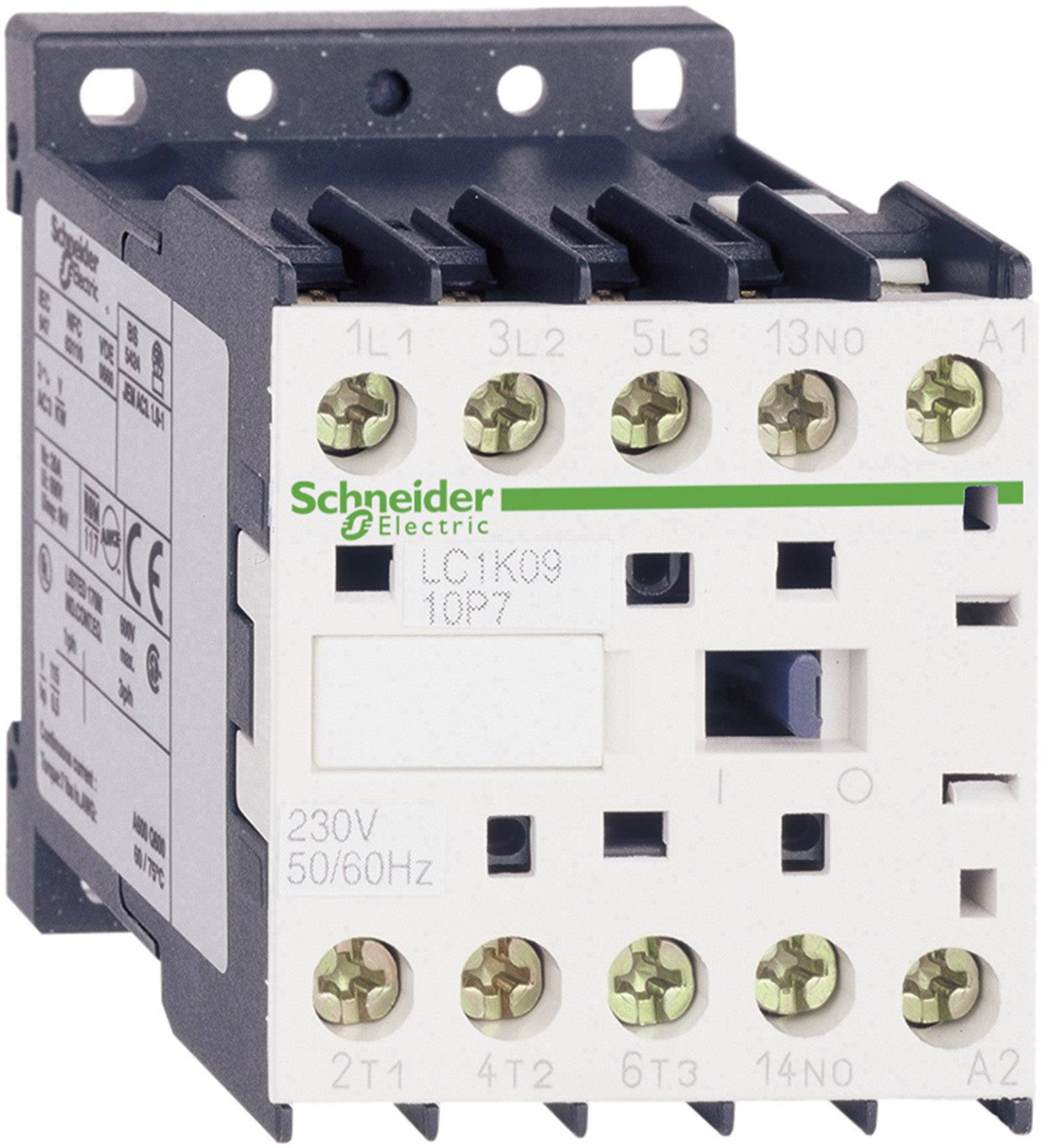 'Contactor by Schneider Electric' with multiple screw terminals and connection labelling for industrial control systems.