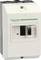 A circuit breaker from Schneider Electric, white casing, two switches, suitable for electrical protection measures.