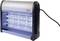 Electric insect killer with wire cage and mains plug; attracts insects with blue light. Suitable for indoor use.