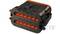 Black electronic connector with orange contacts, horizontally positioned. Device brand identifiable, labelling partially visible.
