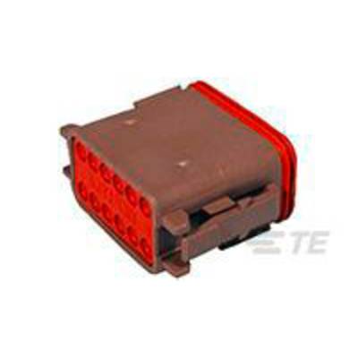 A red and grey electrical connector with multiple pins. Designed for industrial applications, for securely connecting cables.