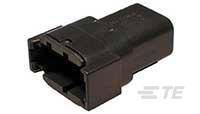 Black rectangular connector, possibly for electrical applications.