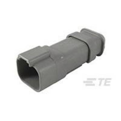 Grey, rectangular connector, possibly an electrical component with a distinctive shape, suitable for cable connections.