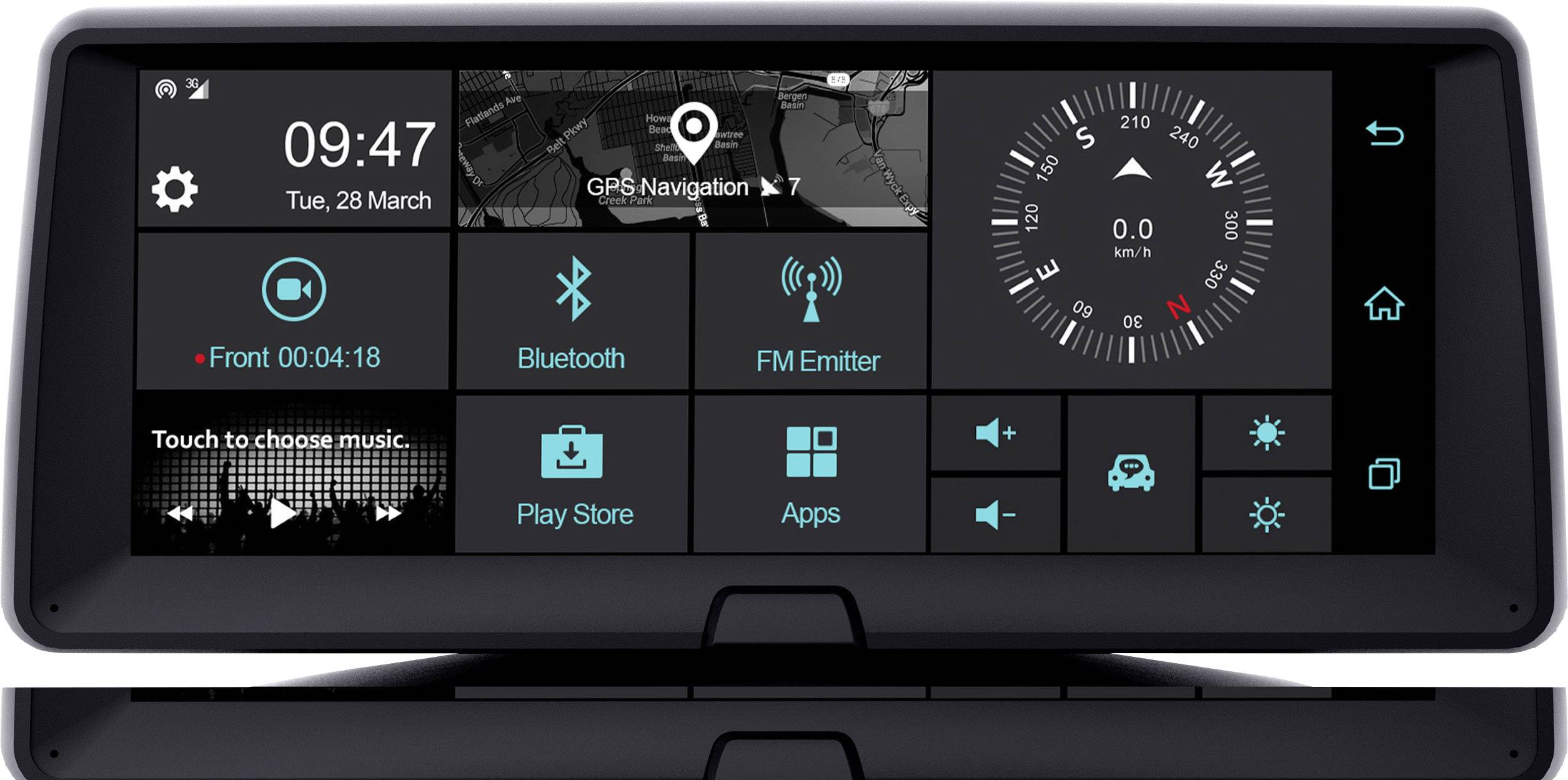 Phonocar VM321E Dashboard Multimediasystem Dashcam with GPS SD card containing maps of Europe, Microphone, Wi-Fi, Touchscreen, Display