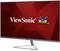 A ViewSonic computer monitor displays the brand logo and three colourful birds on a red background.