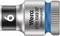 Metallic socket with the inscription 'Wera 8790 HMB HF non-impact'. Size 6. Silver colour with blue ring.