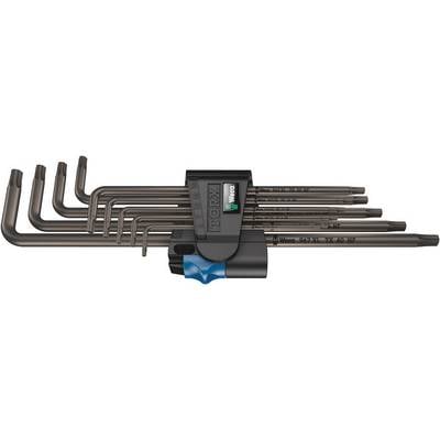 A set of Torx keys in various sizes, organised in a black holder.