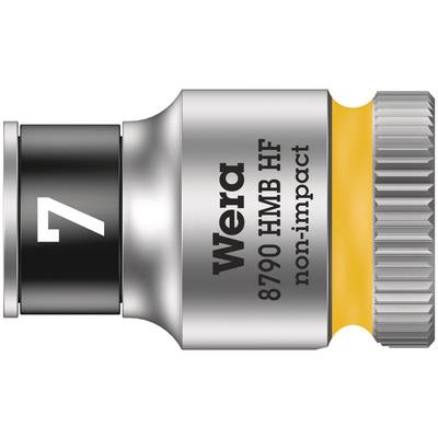 Wera socket wrench insert, model number 8790 HMB HF, size 7, with 'non-impact' labelling, metal with yellow ring.
