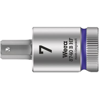 'Socket with Wera logo, size 7, model 8740 B HF non-impact. Metallic surface with blue marking.'