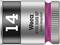 Wera socket insert, size '14', model '8790 HMB HF', for non-impact applications, with pink ring.
