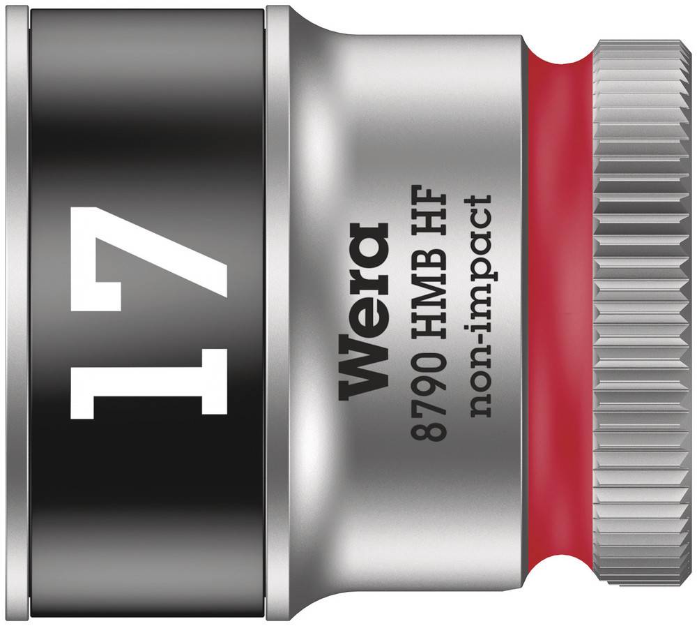 'Wera 8790 HMB HF' Socket insert, 17 mm, non-impact, black-red-silver design.