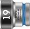 'Nut by Wera, Model 8790 HMB HF, 19 mm, suitable for non-impact applications, with blue inner area and silver ring.'