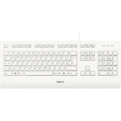 Logitech K280e B2B USB Keyboard German, QWERTZ White Splashproof 