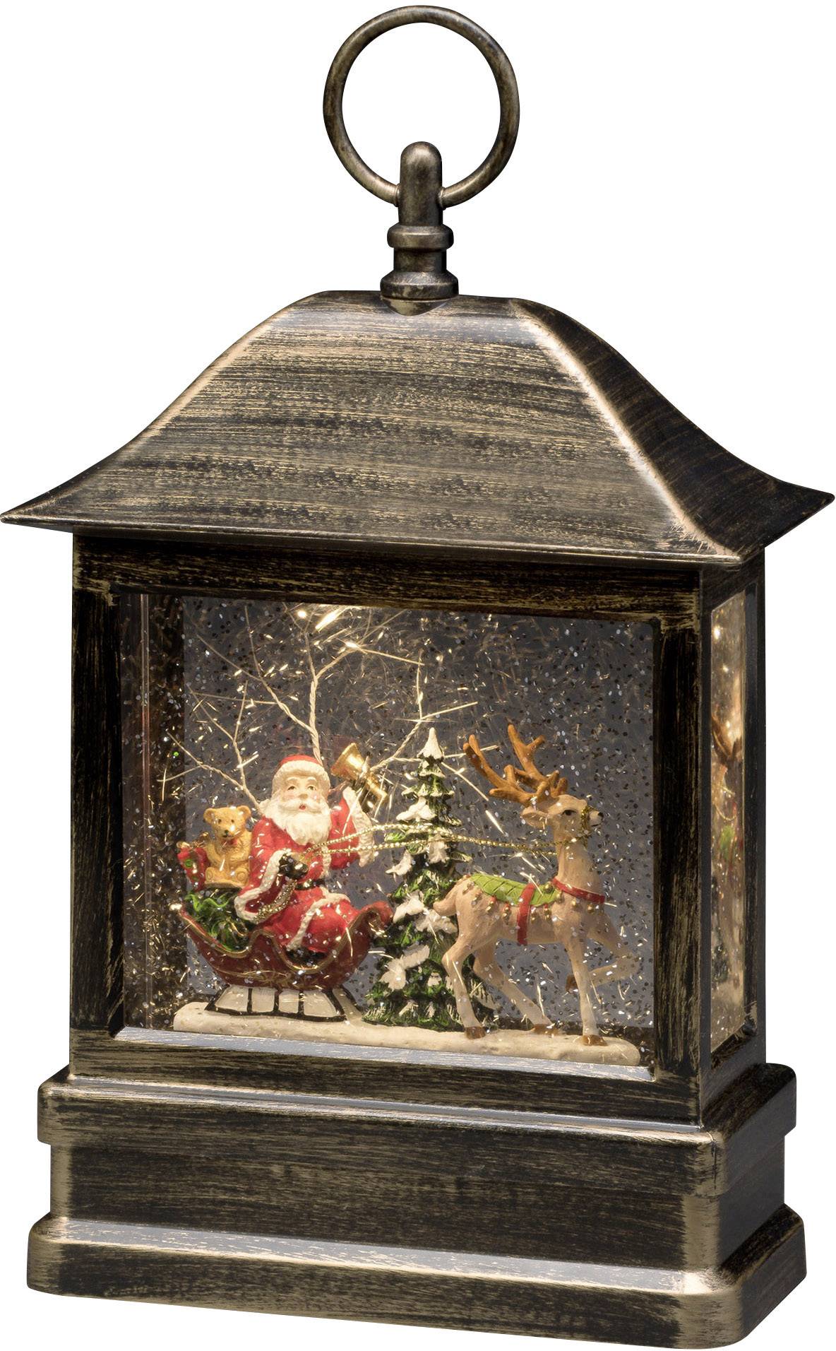 Konstsmide 4351-000 LED lantern Santa Claus, Sledge Warm white LED (monochrome) Brass Selectable power supply, water-fil-1