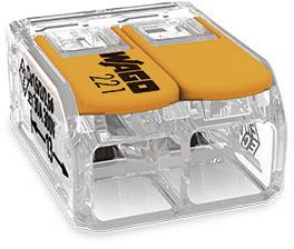 WAGO 221-612 221 Connector clip flexible: 0.5-6 mm² fixed: 0.5-6 mm² Number of pins: 2 1 pc(s) Transparent, Orange