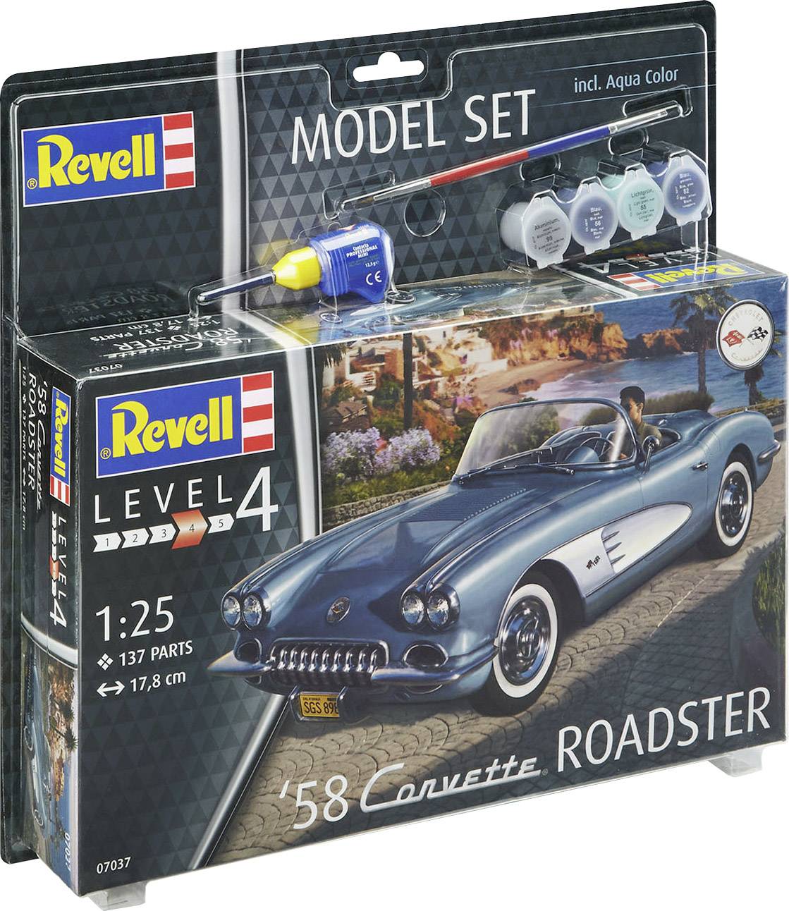 Revell 67037 58 Corvette Roadster Model car assembly kit 1:25-1