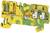 Yellow-green marbled electrical terminal block with metal elements, for cable connection in electrical engineering.