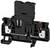 Black electrical terminal block with multiple connections and metal links, suitable for installation on a DIN rail.