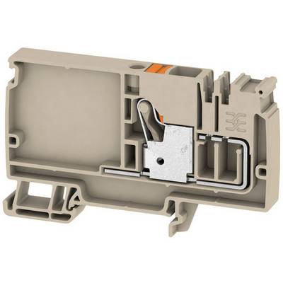 Grey, rectangular plastic housing with a metal lever and terminal connections. It is used for wiring in electrical installations.