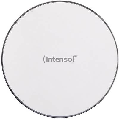 Round, white wireless charging pad with the 'Intenso' branding in the centre.