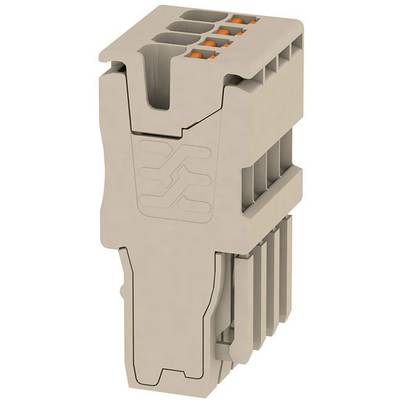 Electrical connectors in grey and orange, vertically aligned, suitable for electrical connection with multiple connector openings at the top.