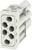 A six-pole connector block made of grey plastic with cylindrical insertion openings, numbered from 1 to 6.