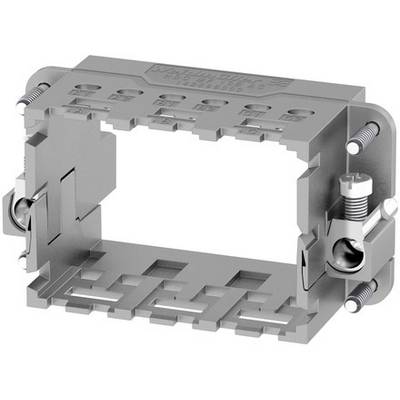 A rectangular, grey plastic frame with multiple screws and clips, evidently designed for installing or mounting a component.