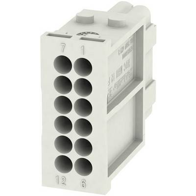 A grey connector module with twelve contacts in two rows, numbered from 1 to 12.