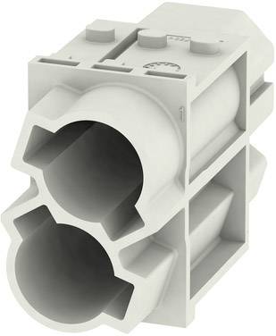 A grey two-storey electrical connector with a hexagonal shape.