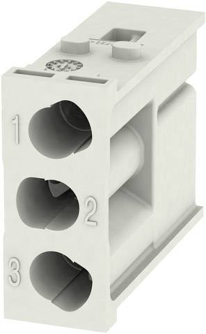 Grey triple clip block module with numbering 1, 2, 3 on the left side and vertical openings for cable connection.