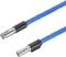 Two blue coaxial cables with metal connectors at each end. Suitable for audio or video transmission.