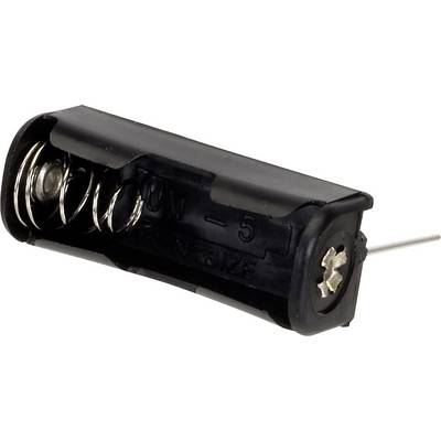 Black battery holder for a UM-5 battery with two metal springs and side connection pin.