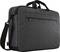 A black laptop bag with a shoulder strap, a zipped front compartment and carry handle. It is functionally and stylishly designed.