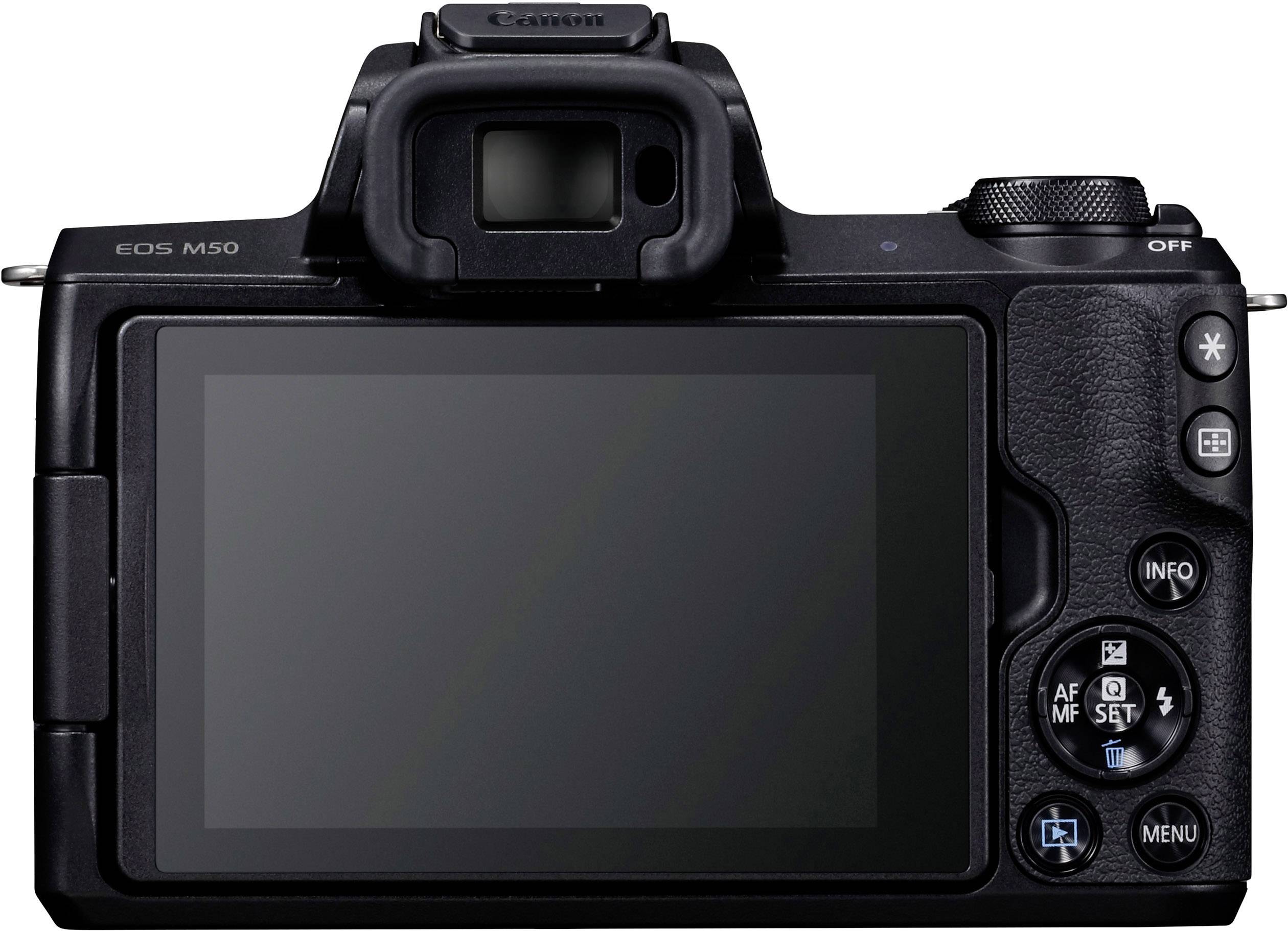 canon eos m50 black digital camera with flip screen