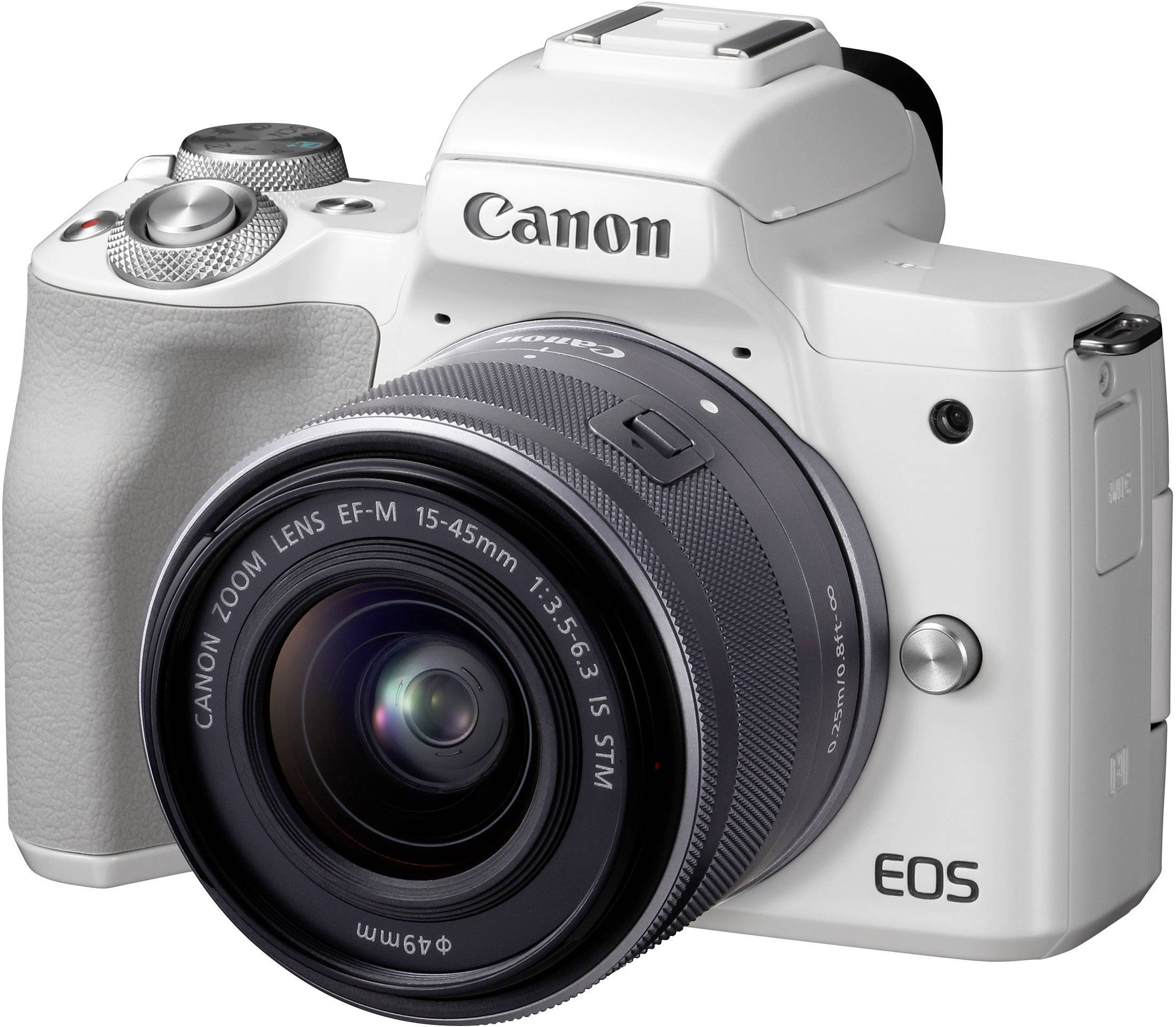 Vochtig dramatisch Verhuizer Canon EOS M50 EF-M 15-45 Kit System camera EF-M 15-45 mm Casing (body),  Battery, Standard zoom lens 24.1 MP White 4k vid | Conrad.com