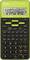 A green scientific calculator with a display showing 'sinA+cosB×C²' and numbers, with numerous function buttons beneath.