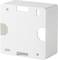 White, square plastic box with multiple openings on each side, apparently for mounting or cable routing purposes.