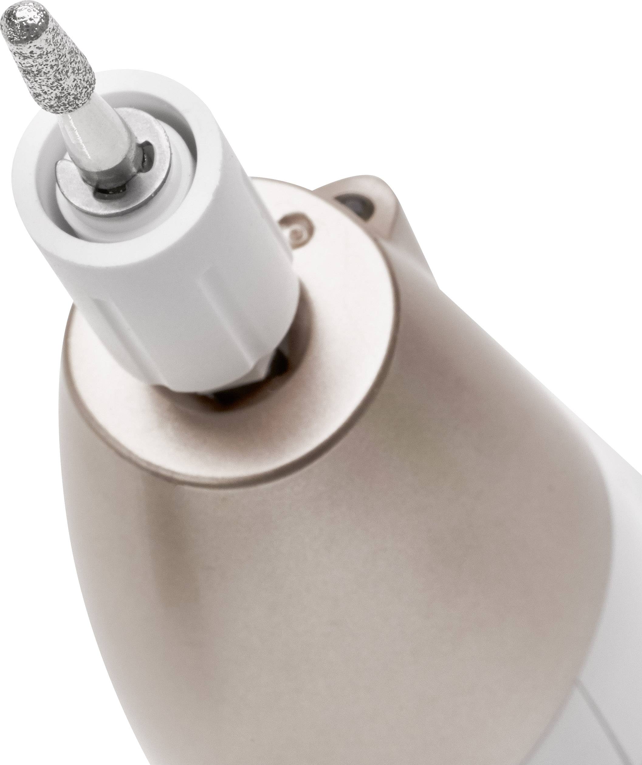 Nail drill in close-up, showing the tool used for smoothing and shaping nails.