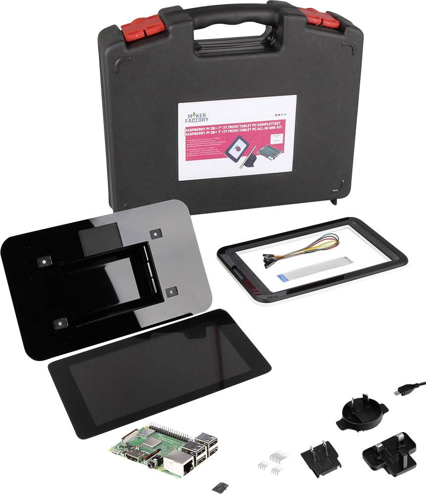MAKERFACTORY Tablet PC Set Raspberry Pi® 3 B+ 1 GB 4 x 1.4 GHz Touchscreen, PSU, Housing, Noobs OS, Heatsink, Storage case