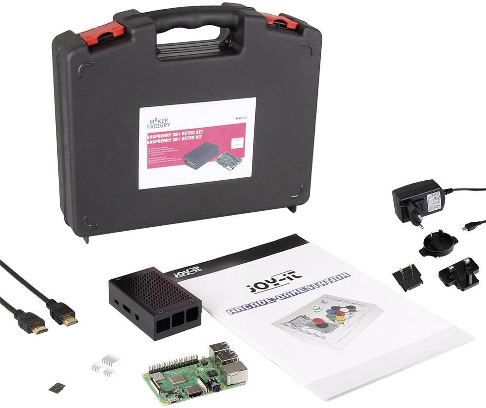 MAKERFACTORY Retro Pi Set Raspberry Pi® 3 B+ 1 GB 4 x 1.4 GHz Housing, Noobs OS, Heatsink, PSU, Storage case