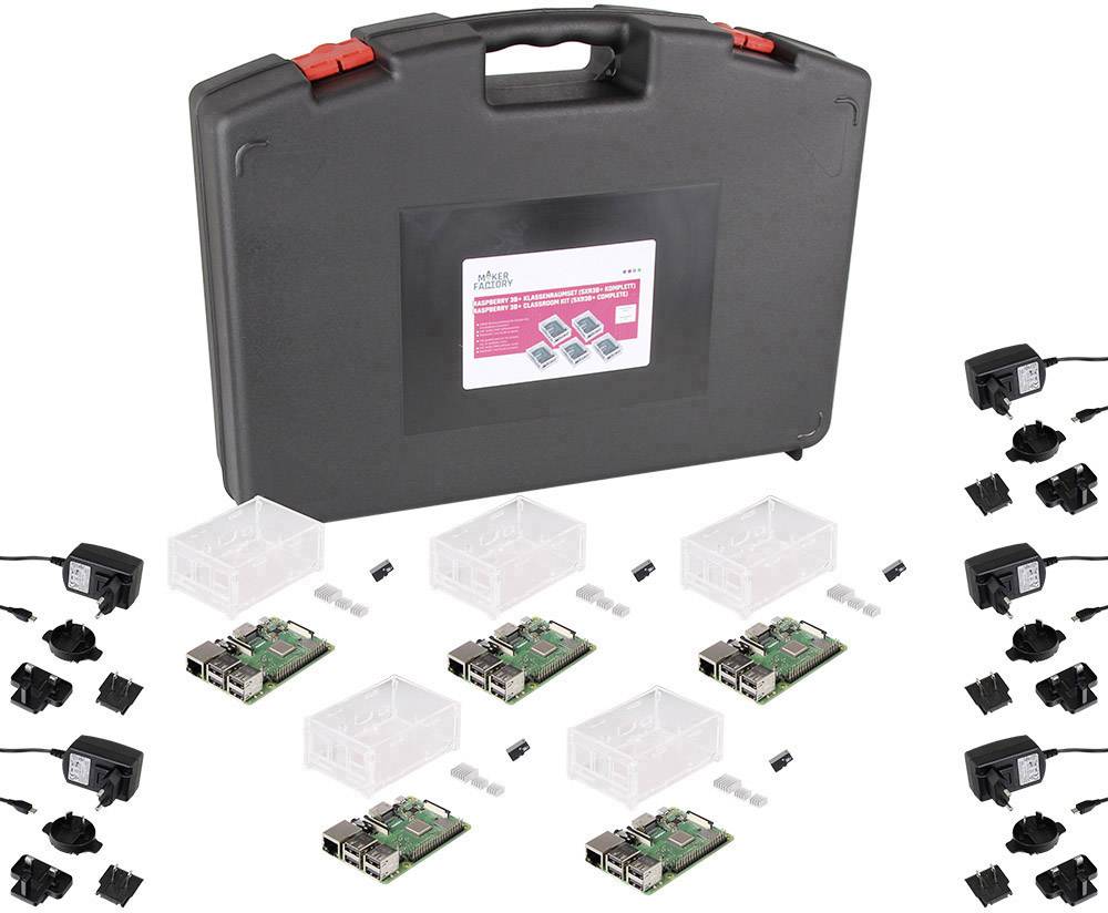 MAKERFACTORY Class Room Set Raspberry Pi® 3 B+ 1 GB 4 x 1.4 GHz Housing, PSU, Noobs OS, Heatsink, Storage case