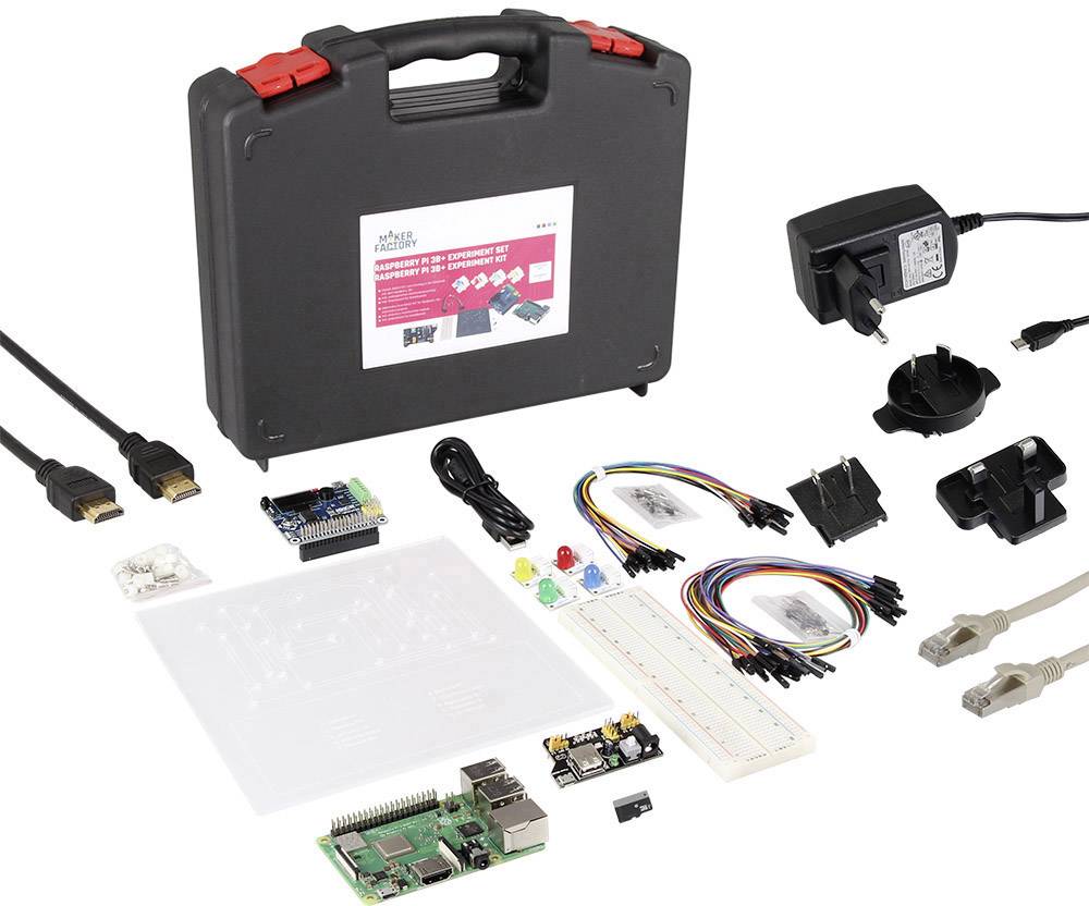 MAKERFACTORY Experiment Set Raspberry Pi® 3 B+ 1 GB 4 x 1.4 GHz Sensors, PSU, Noobs OS, Storage case