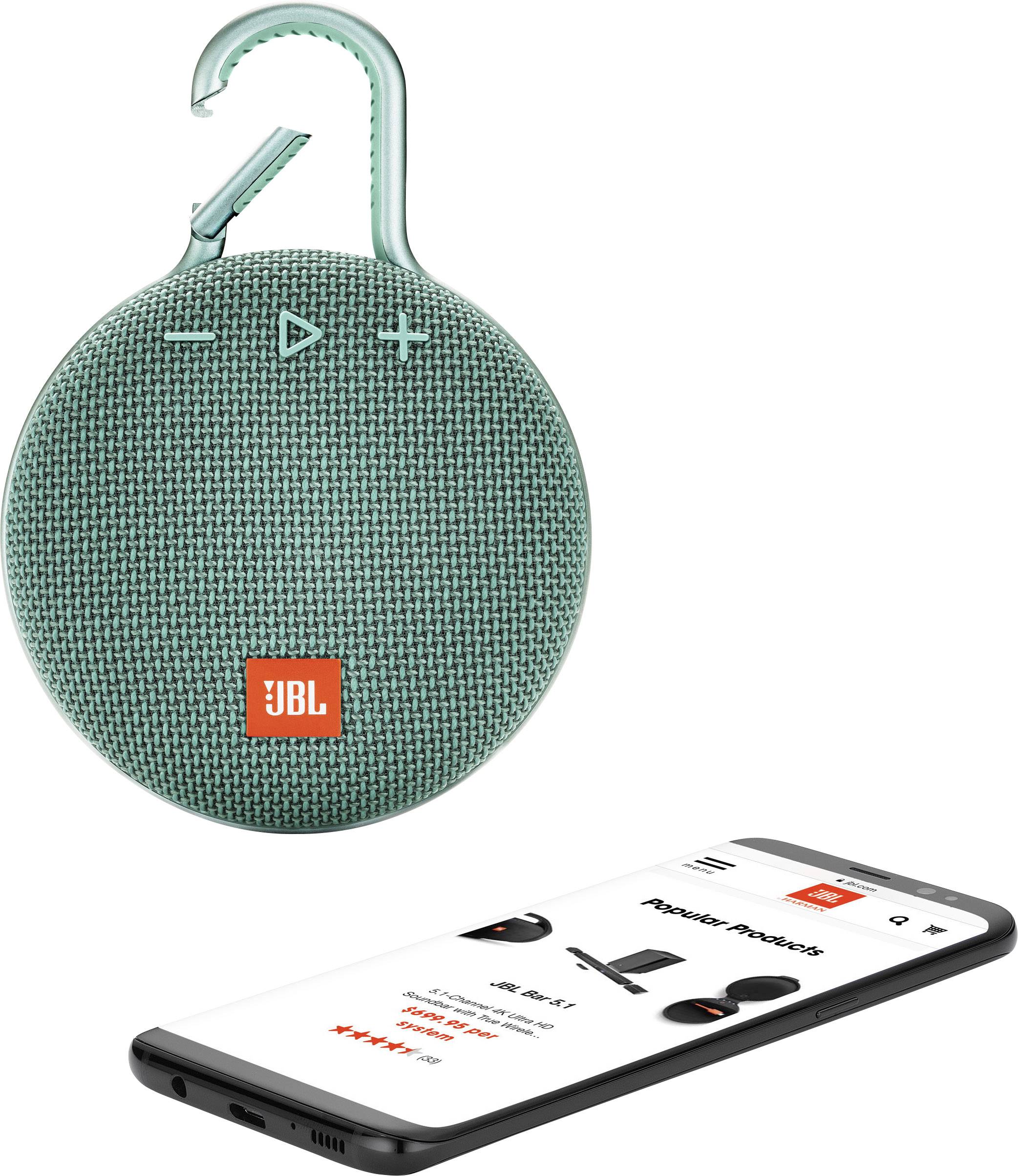 JBL Clip 3 Bluetooth speaker Handsfree, Outdoor, sprayproof Turquoise