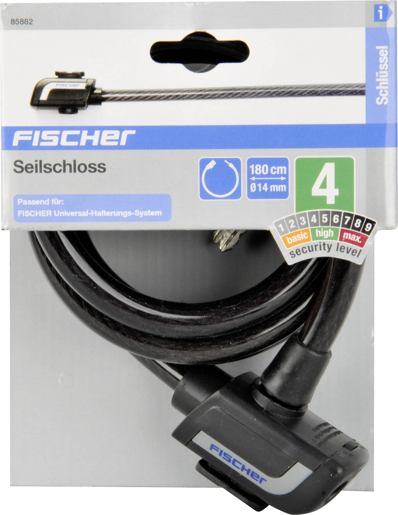 FISCHER FAHRRAD 85882 Steel cable lock Black Key lock-1