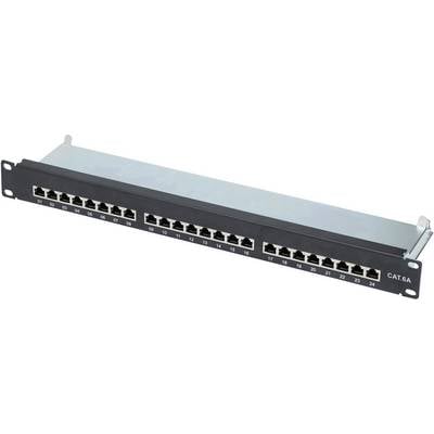Patch panel with 24 Ethernet ports, labelled from 01 to 24, for network cabling in server racks.
